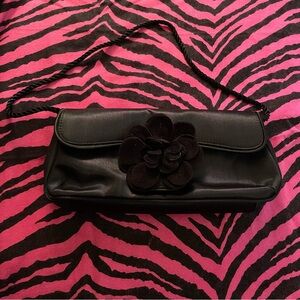 Vintage Black Satin Clutch Purse